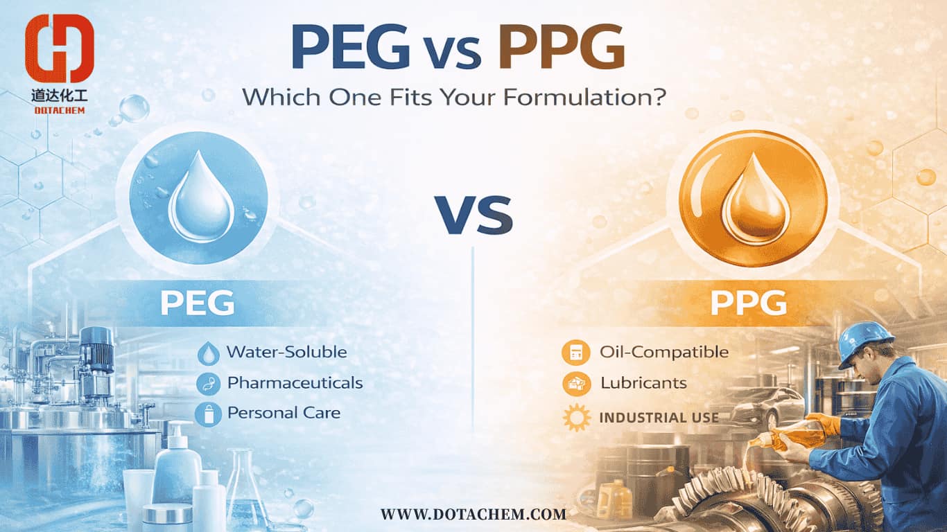 Polyethylene Glycol (PEG) ທຽບກັບ Polypropylene Glycol (PPG): ອັນໃດທີ່ເຫມາະສົມສໍາລັບສູດຂອງທ່ານ?