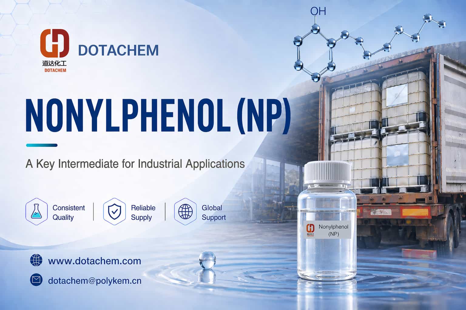 Dotachem Nonylphenol (NP): ເປັນຕົວກາງທີ່ສໍາຄັນສໍາລັບການນໍາໃຊ້ອຸດສາຫະກໍາ